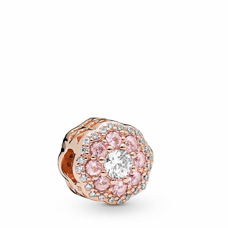 Pandora Pink Sparkle Flower Charm Ireland - Pandora Rose/Pink/Mixed Stones - 479185IAY